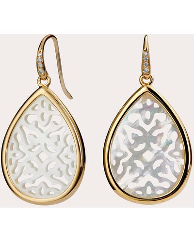 Syna Mother Of Pearl Carved Mogul Drop Earrings - Natural