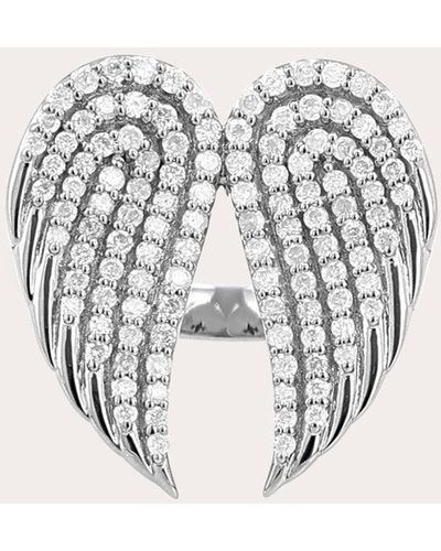 Sheryl Lowe Diamond Angel Wing Ring - White