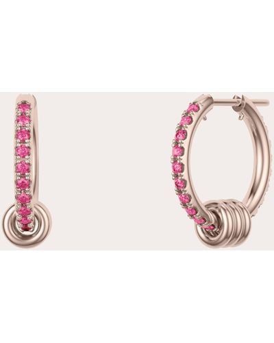 Spinelli Kilcollin Ara Pavé Rose Hoop Earrings - Pink