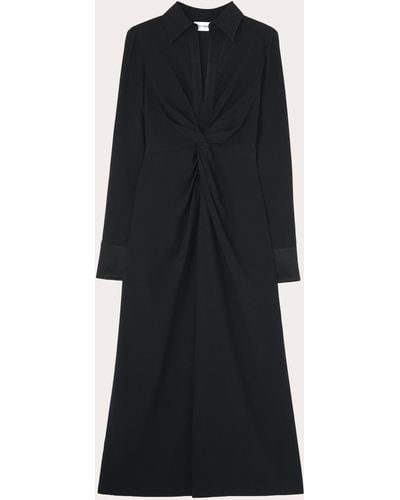 St. John Satin-back Crepe Shirt Dress - Black