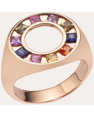 JOLLY BIJOU Women's Sapphire Full Moon Ring - Pink
