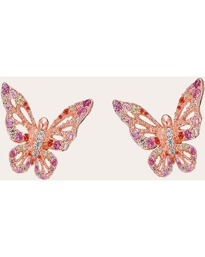 Anabela Chan Rose Butterfly Stud Earrings - Pink