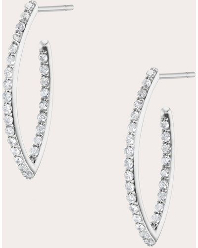 Sheryl Lowe Diamond & Sterling Pavé Marquise Hoop Earrings - Natural