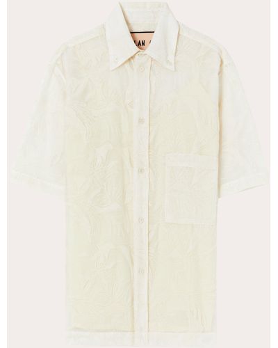 Plan C Lace Button-up Top - Natural