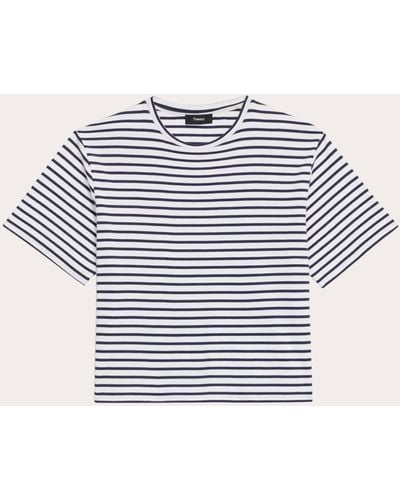 Theory Striped Boxy T-shirt - Blue