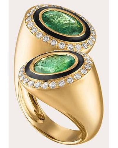 Eden Presley Emerald Bypass Ring - Metallic
