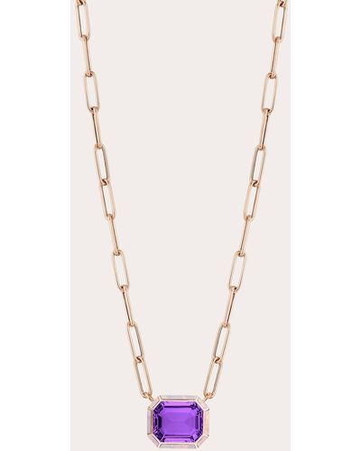 Goshwara Amethyst & Pink Opal Horizontal Pendant Necklace - Purple