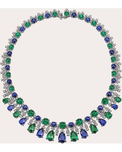 Anabela Chan Emerald Sapphire Tutti Frutti Necklace 18k Gold - Blue