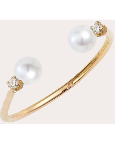 POPPY FINCH Diamond & Baby Pearl Open Ring 14k Gold - Natural