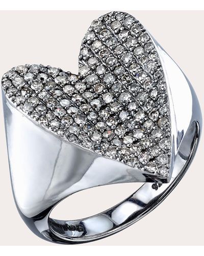 Sheryl Lowe Folded Heart Pavé Diamond Ring - White
