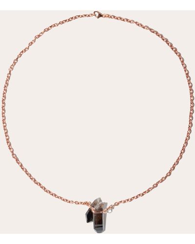 JIA JIA Crystalline Smokey Quartz Double Rose Gold Bar Necklace - Natural