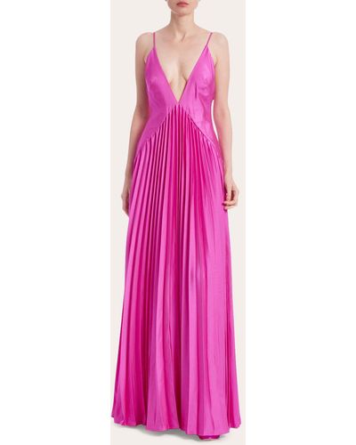 ONE33 SOCIAL Plunge Pleated Gown - Pink