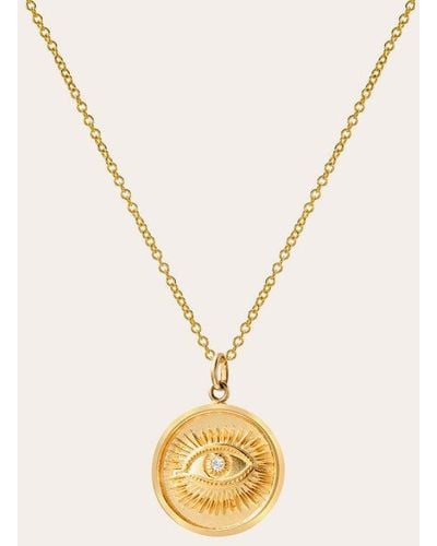 Zoe Lev Diamond Eye Medallion Necklace - Metallic