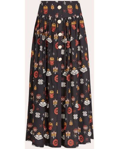Hayley Menzies Hayley Zies Embroidered Gathered Maxi Skirt - Black