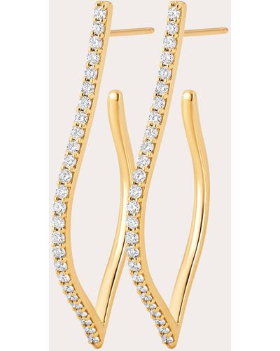 Sara Weinstock Veena Diamond Elongated Hoop Earrings - Metallic