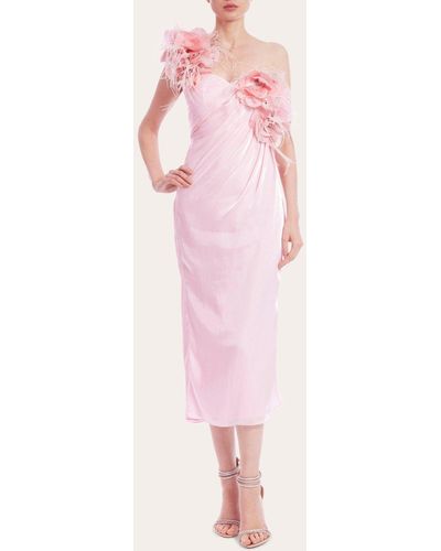 Badgley Mischka Feathered Cocktail Dress - Pink