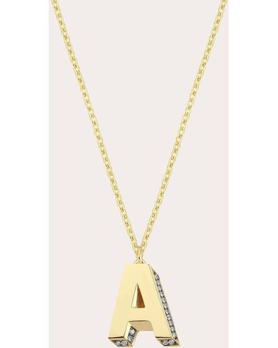 Charms Company Diamond 3d Mini Initial Pendant Necklace - Natural