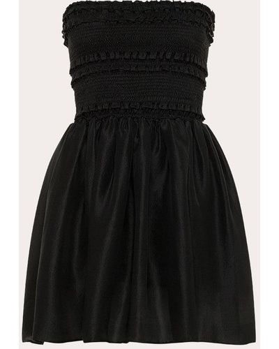 Azeeza Anya Raw Silk Mini Dress - Black