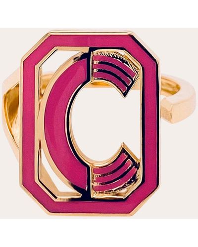 Colette Women's Pink Enamel Gatsby Initial Ring