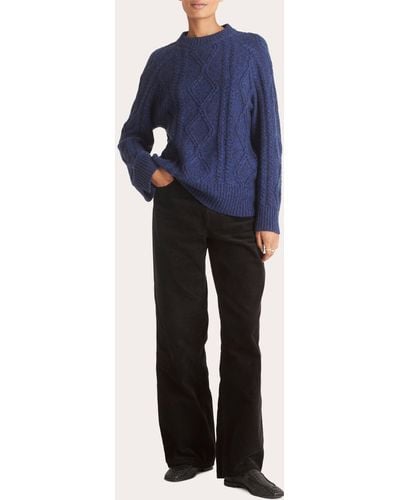 Loop Cashmere Crewneck Cable Sweater - Blue