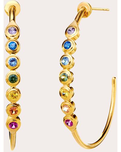 Syna Chakra Rainbow Sapphire Hoop Earrings - Metallic