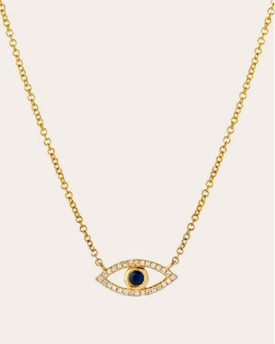 Zoe Lev Diamond & Sapphire Evil Eye Pendant Necklace - Natural