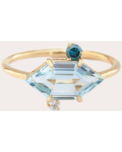 Yi Collection Aquamarine & Diamond Puzzle Ring - Blue