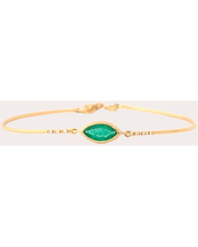 Yi Collection Diamond & Emerald Marquise Bangle Bracelet - Natural