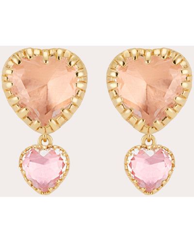 Larkspur & Hawk Peach Bellini Foil Valentina 'i Love Ny' Emoji Double-drop Earrings - Pink