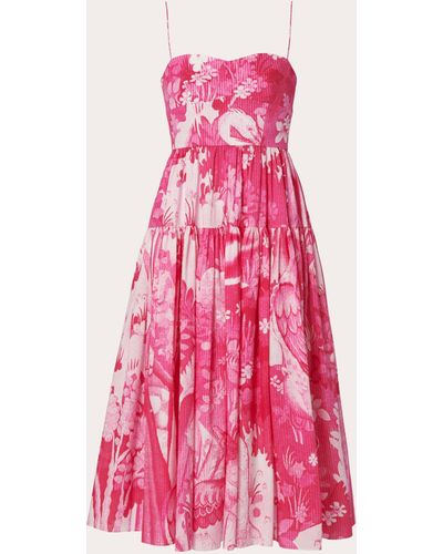 Erdem Tiered Fit & Flare Midi Dress - Pink