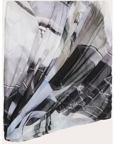 Helmut Lang Printed Silk Bubble Skirt - Gray
