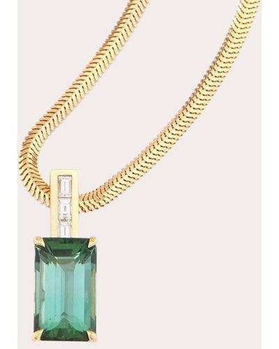 Yi Collection Tourmaline & Diamond Bar Pendant Necklace - Green