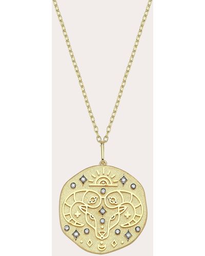 Charms Company Diamond Aries Zodiac Pendant Necklace - Metallic