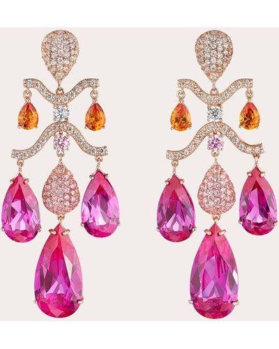 Anabela Chan Women's Fuchsia Sapphire Chandelier Drop Earrings - Pink