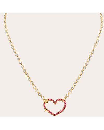 Eden Presley Heart Diamond & Ruby Pendant Necklace - Natural