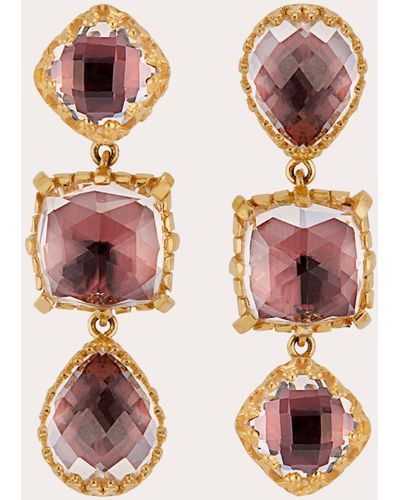 Larkspur & Hawk Cognac Foil Sadie Triple-drop Earrings 18k Gold - Pink