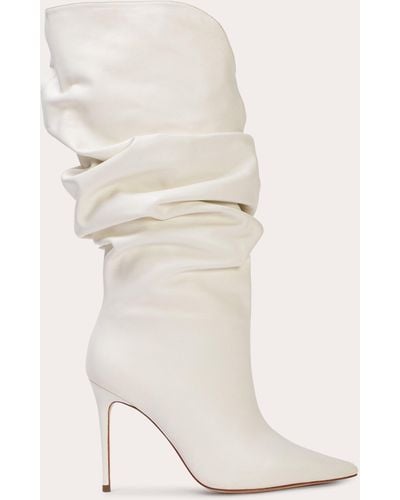 Black Suede Studio Claudia Slouch Boot - White