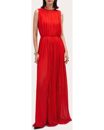Careste Myra Pleated Silk Gown - Red