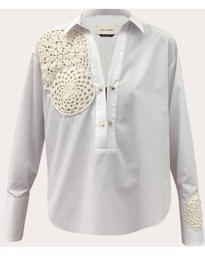Hellessy Myles Crochet Poplin Shirt - Gray