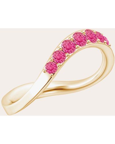 Natori Sapphire Brush Stroke Shangri-la Half-eternity Ring - Pink