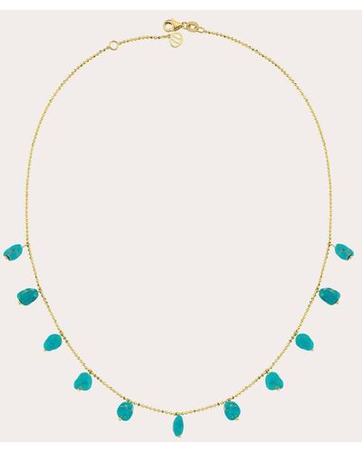 Charms Company Turquoise Tiny Ball Chain Necklace 14k Gold - Natural