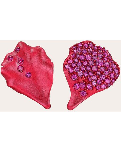 Anabela Chan Ruby Petal Stud Earrings - Pink