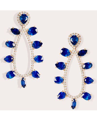 Sanjay Kasliwal Hetav Sapphire And Diamond Earrings 14k Gold - Blue