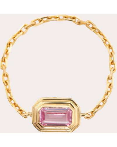 Yi Collection Sapphire Frame Chain Ring - Pink