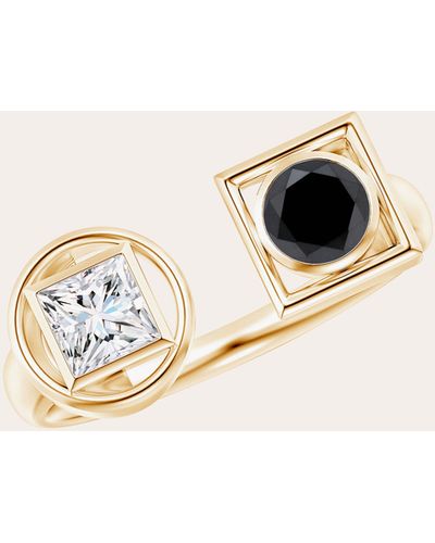 Natori Black & White Diamond Infinity Open Ring - Natural