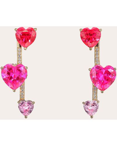 Anabela Chan Convertible Ruby Heart Pendulum Earrings 18k Gold - Pink