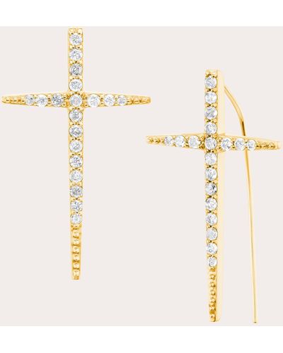 Sheryl Lowe Diamond Pavé Cross Hook Drop Earrings - Natural