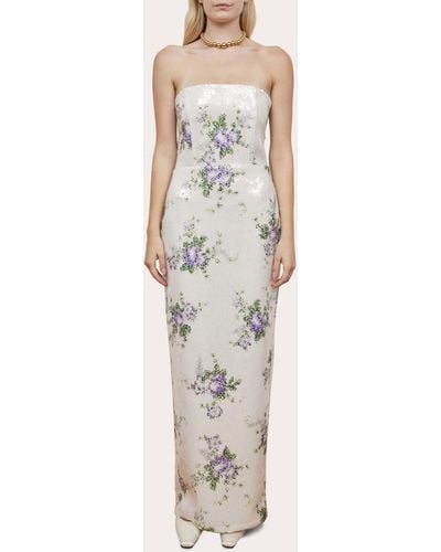 Tanner Fletcher Marilyn Floral Sequin Strapless Dress - White