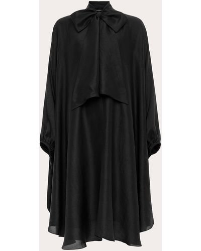 Azeeza Emlyn Raw Silk Midi Dress - Black