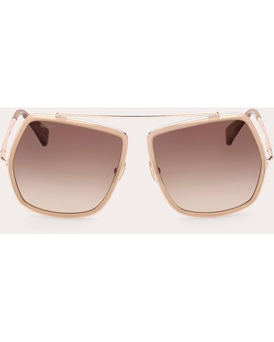 Max Mara Shiny Rose Gold & Brown Gradient Geometric Sunglasses - Natural